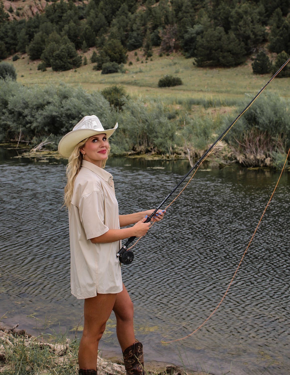 4 Mile Creek Pearl Snap Button - Up Bone - High Creek