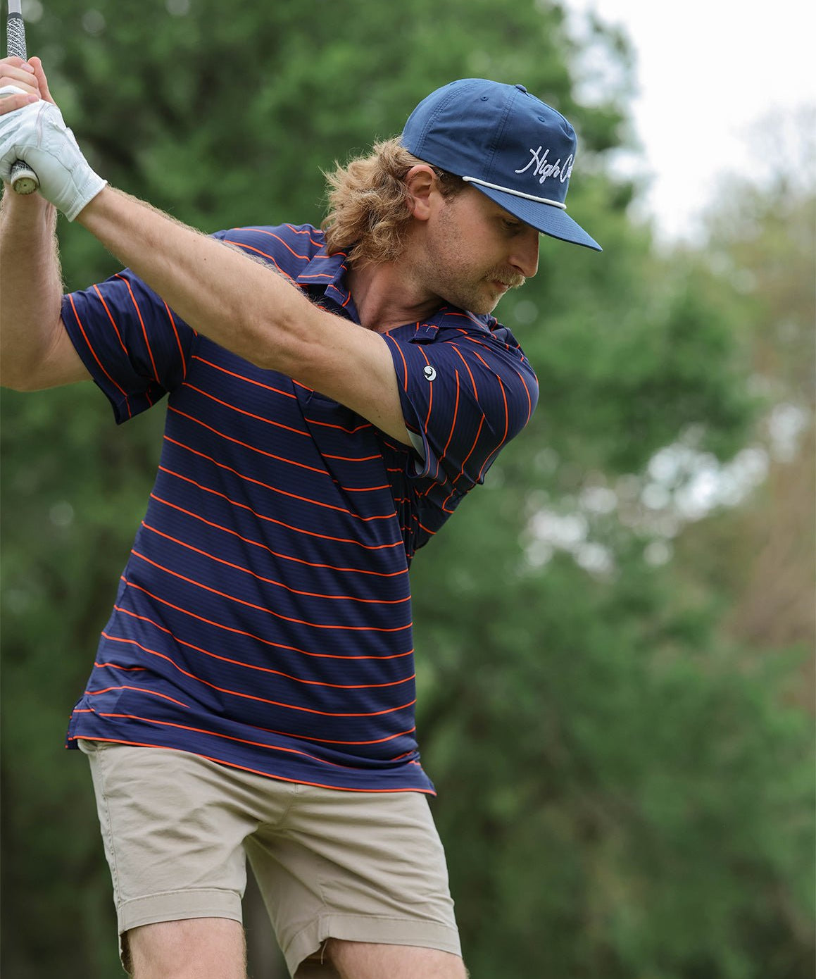 Apex Stripe Polo Navy - High Creek