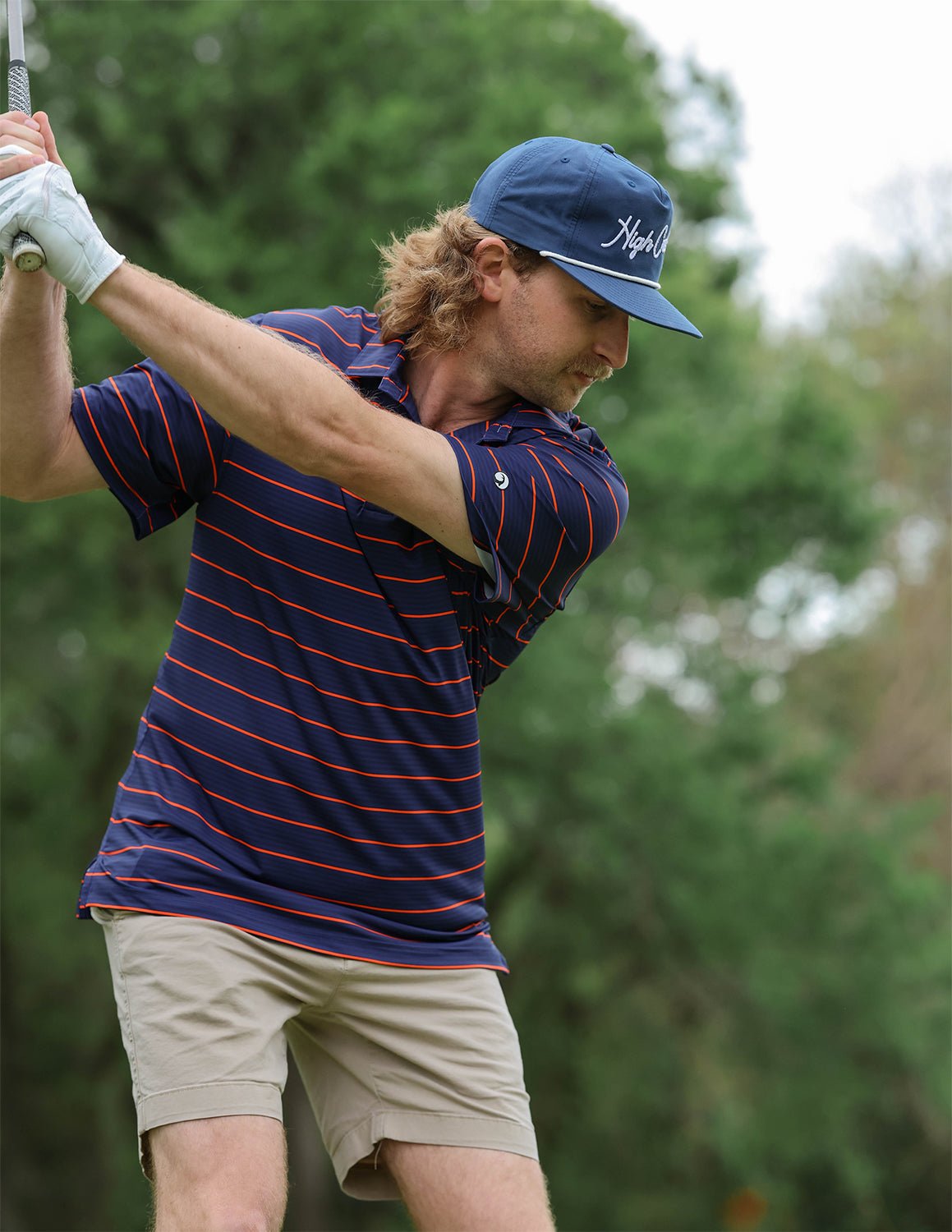 Apex Stripe Polo Navy - High Creek