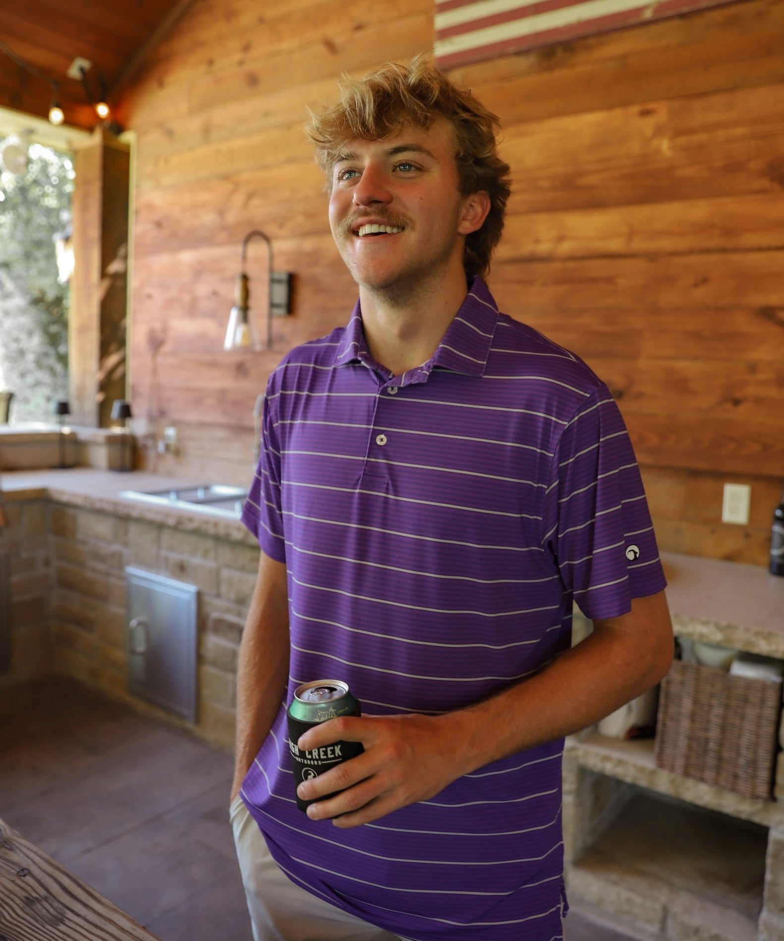 Apex Stripe Polo Purple - High Creek