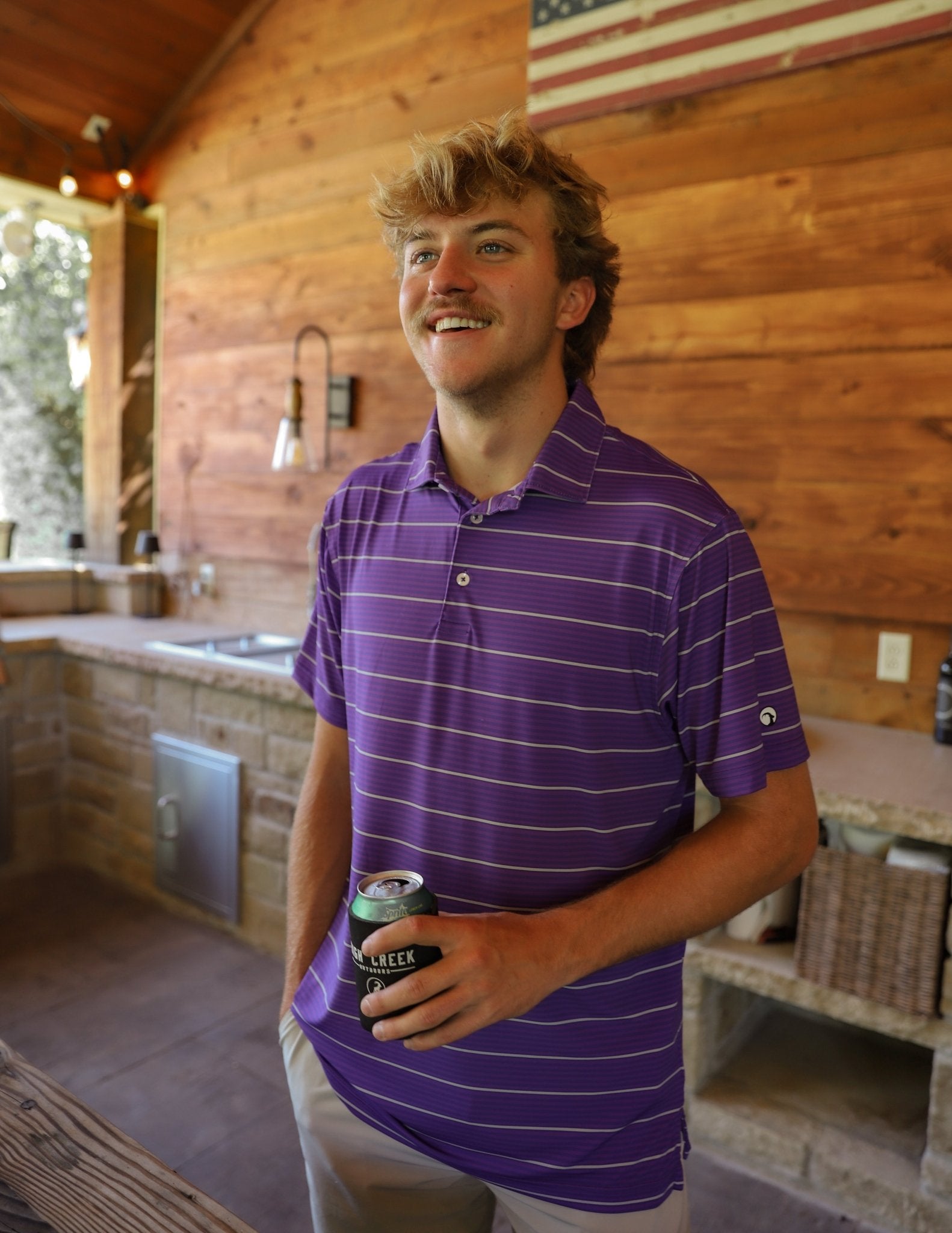 Apex Stripe Polo Purple - High Creek