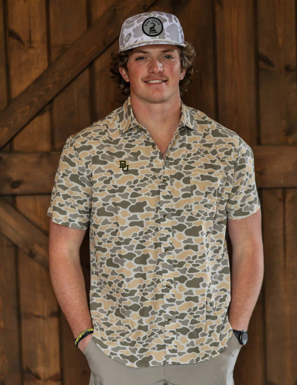 Baylor University Burk Short Sleeve Button Up - High Creek