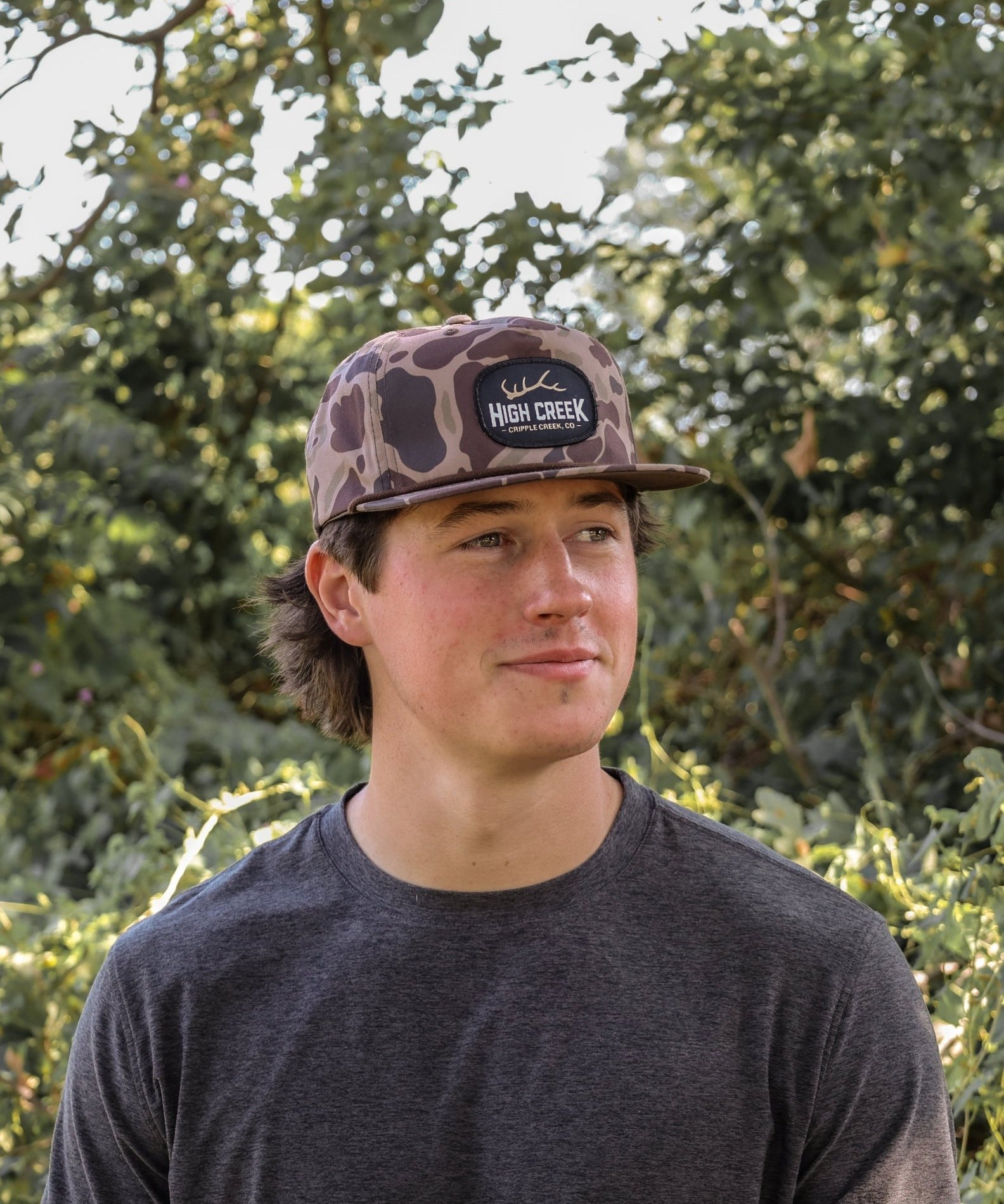 Cripple Creek Oval Patch Camo Hat Bark Duck Camo - High Creek