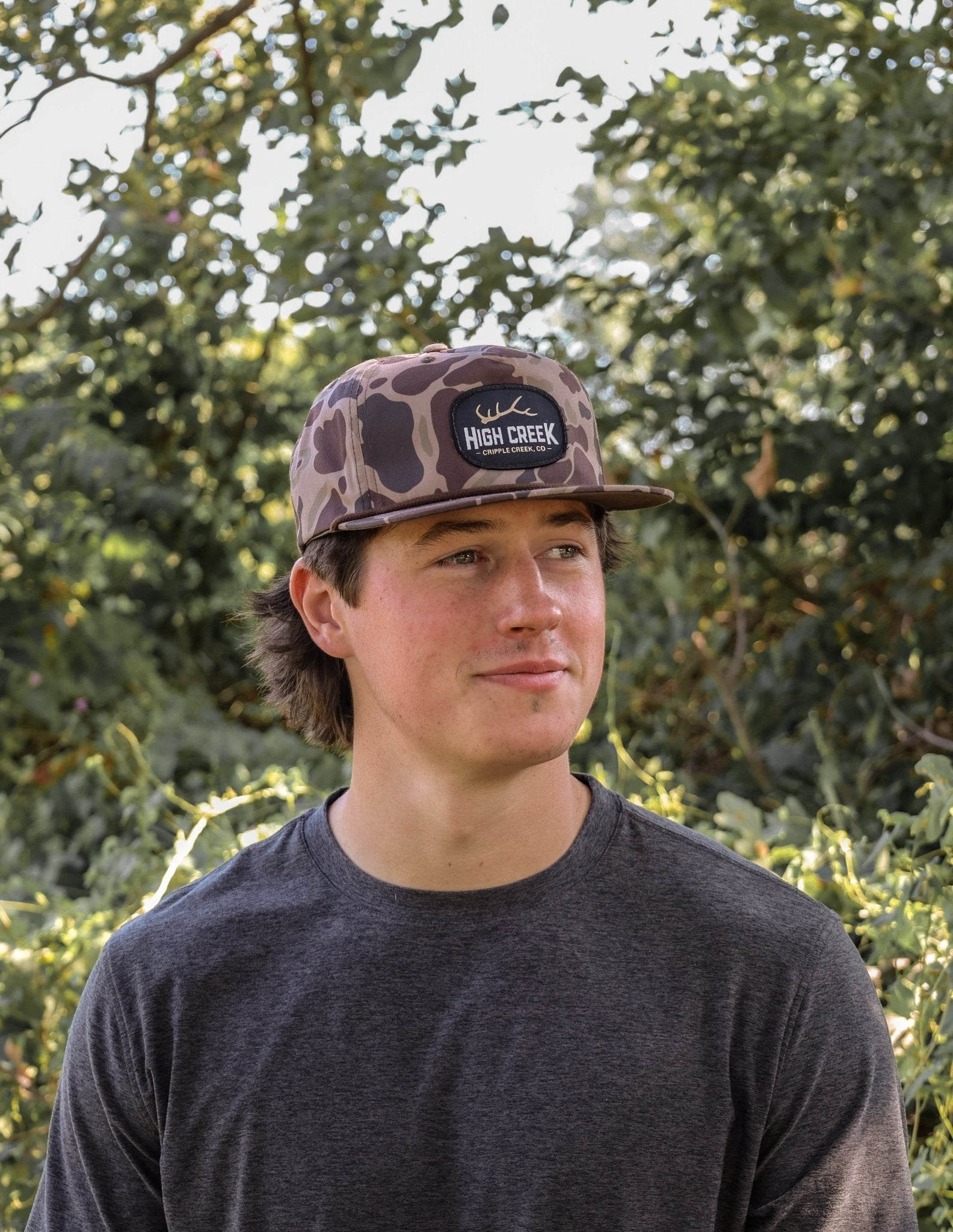 Cripple Creek Oval Patch Camo Hat Bark Duck Camo - High Creek