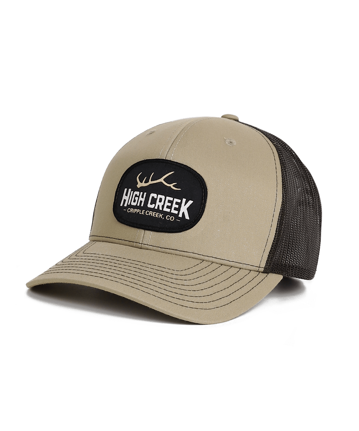 Cripple Creek Oval Patch Mesh Back Hat Brown - High Creek