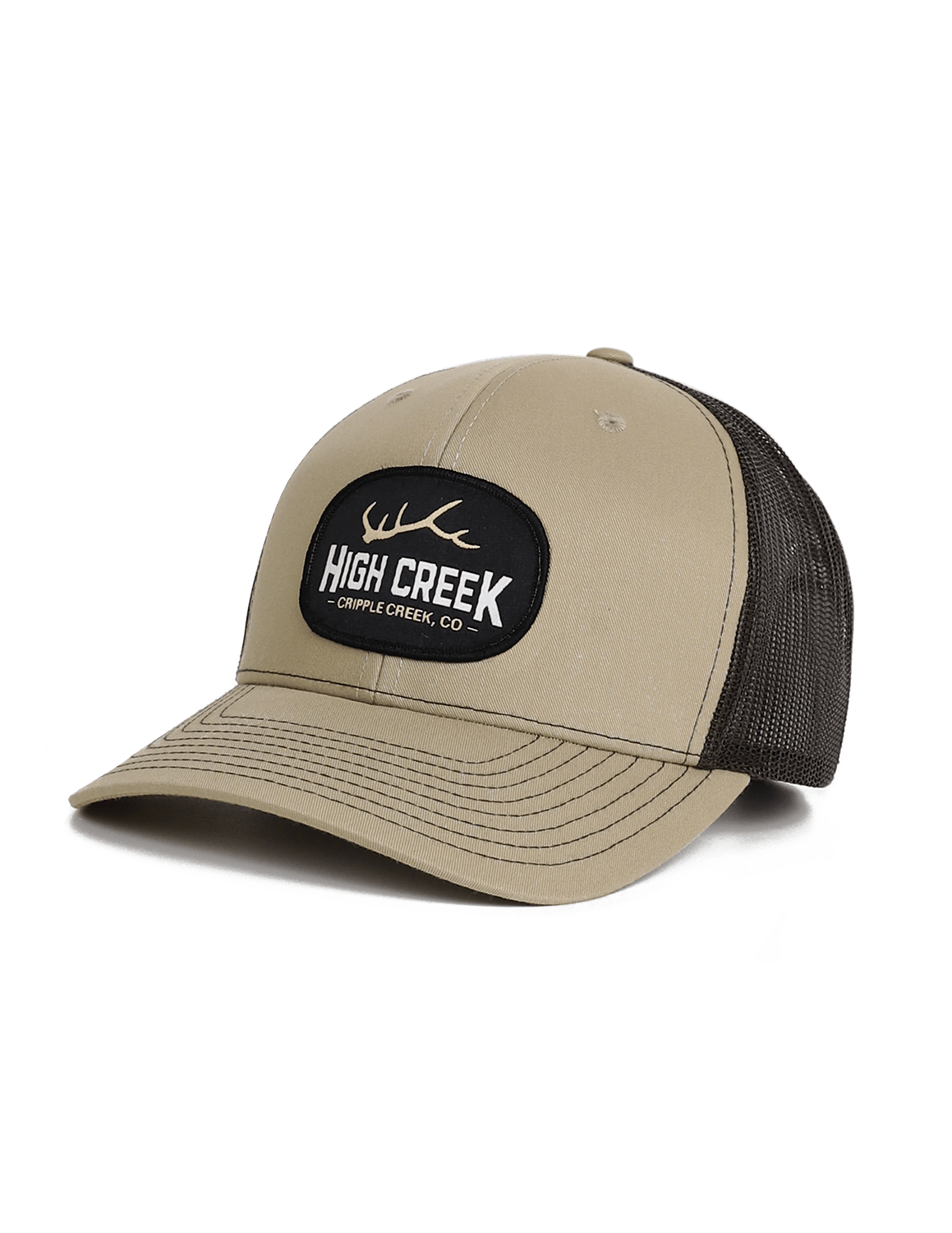 Cripple Creek Oval Patch Mesh Back Hat Brown - High Creek