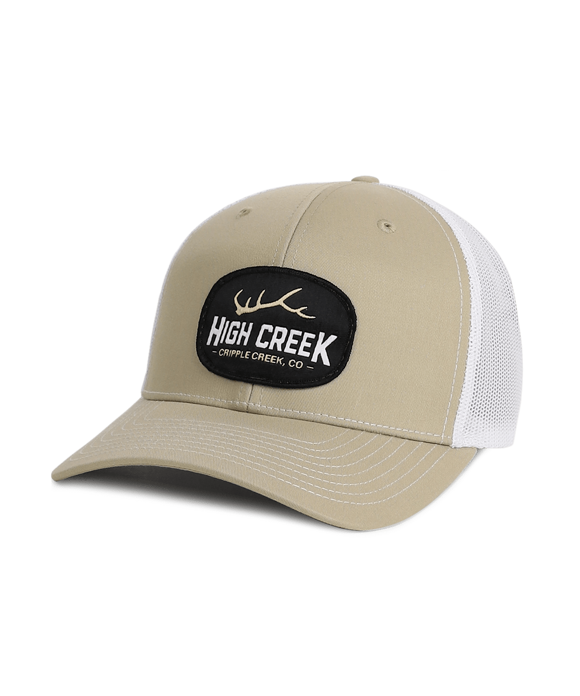 Cripple Creek Oval Patch Mesh Back Hat Khaki - High Creek