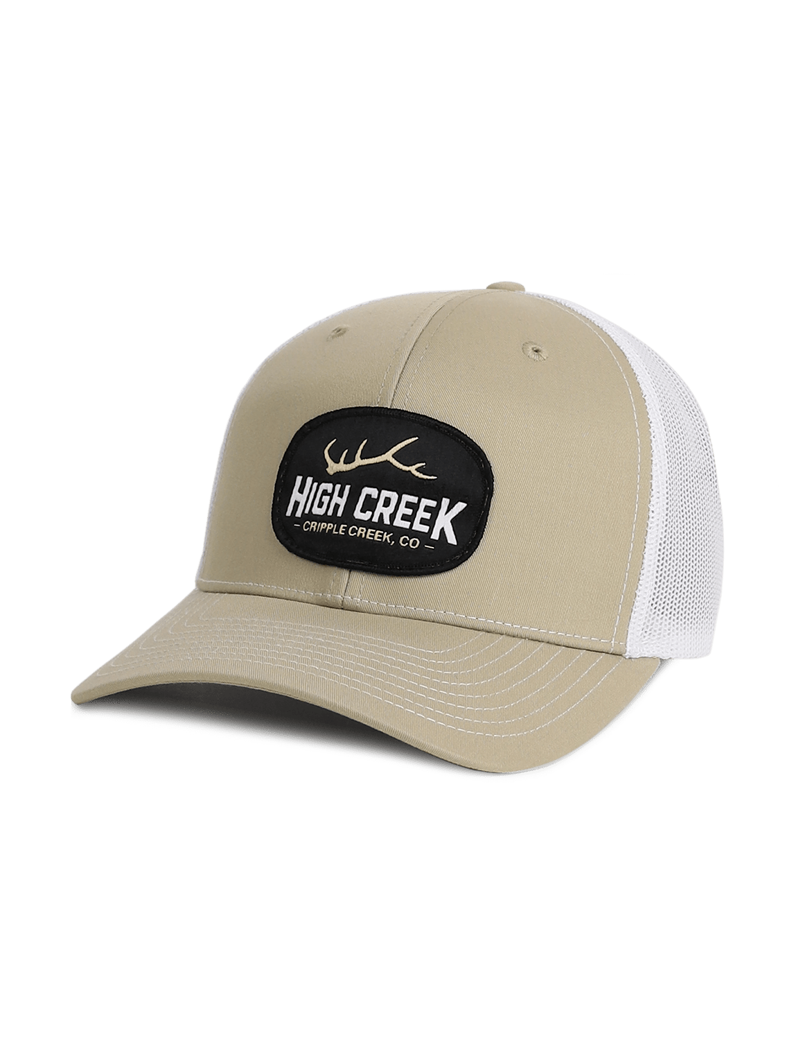Cripple Creek Oval Patch Mesh Back Hat Khaki - High Creek