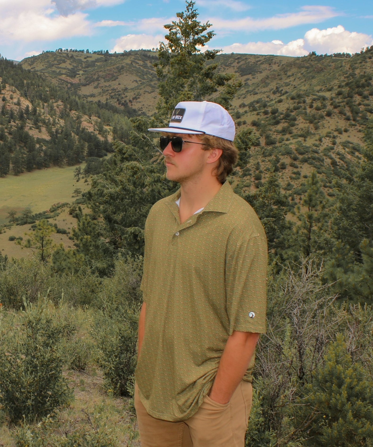 High Creek Outdoors Deer Head Patch Hat White - High Creek