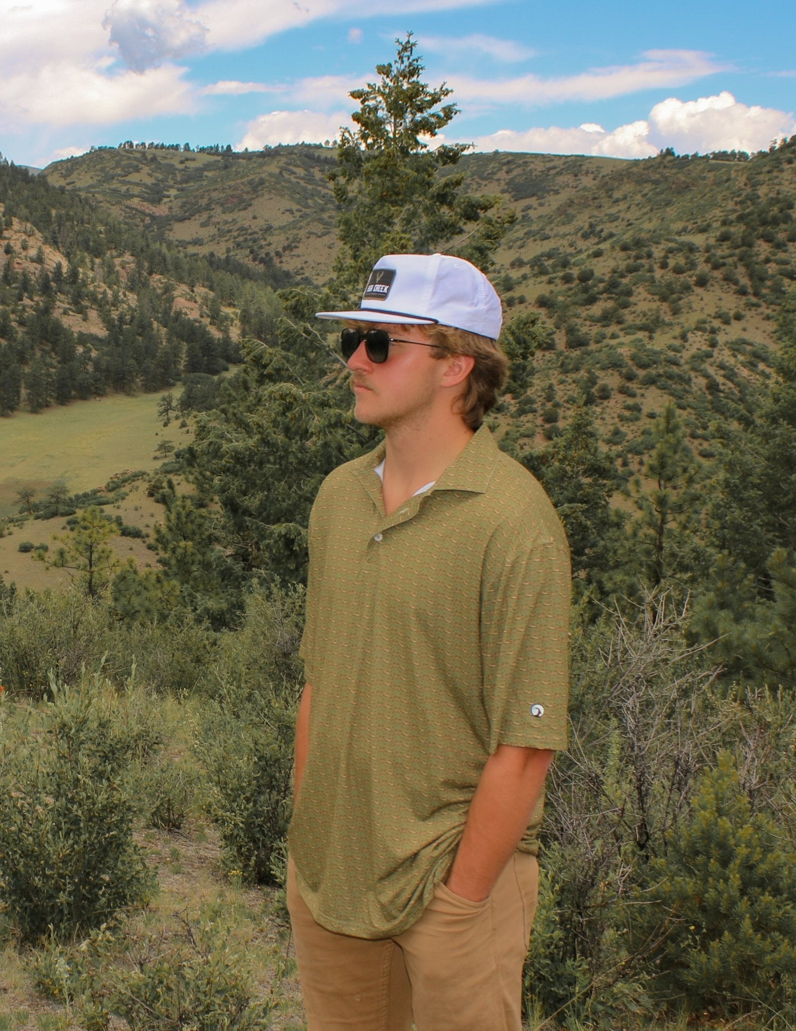 High Creek Outdoors Deer Head Patch Hat White - High Creek