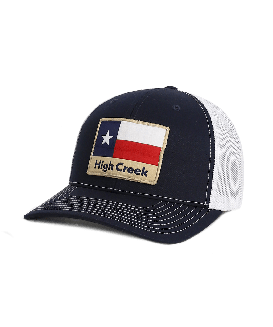 High Creek Rustic TX Flag Mesh Back Hat Navy - High Creek