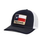 High Creek Rustic TX Flag Mesh Back Hat Navy - High Creek
