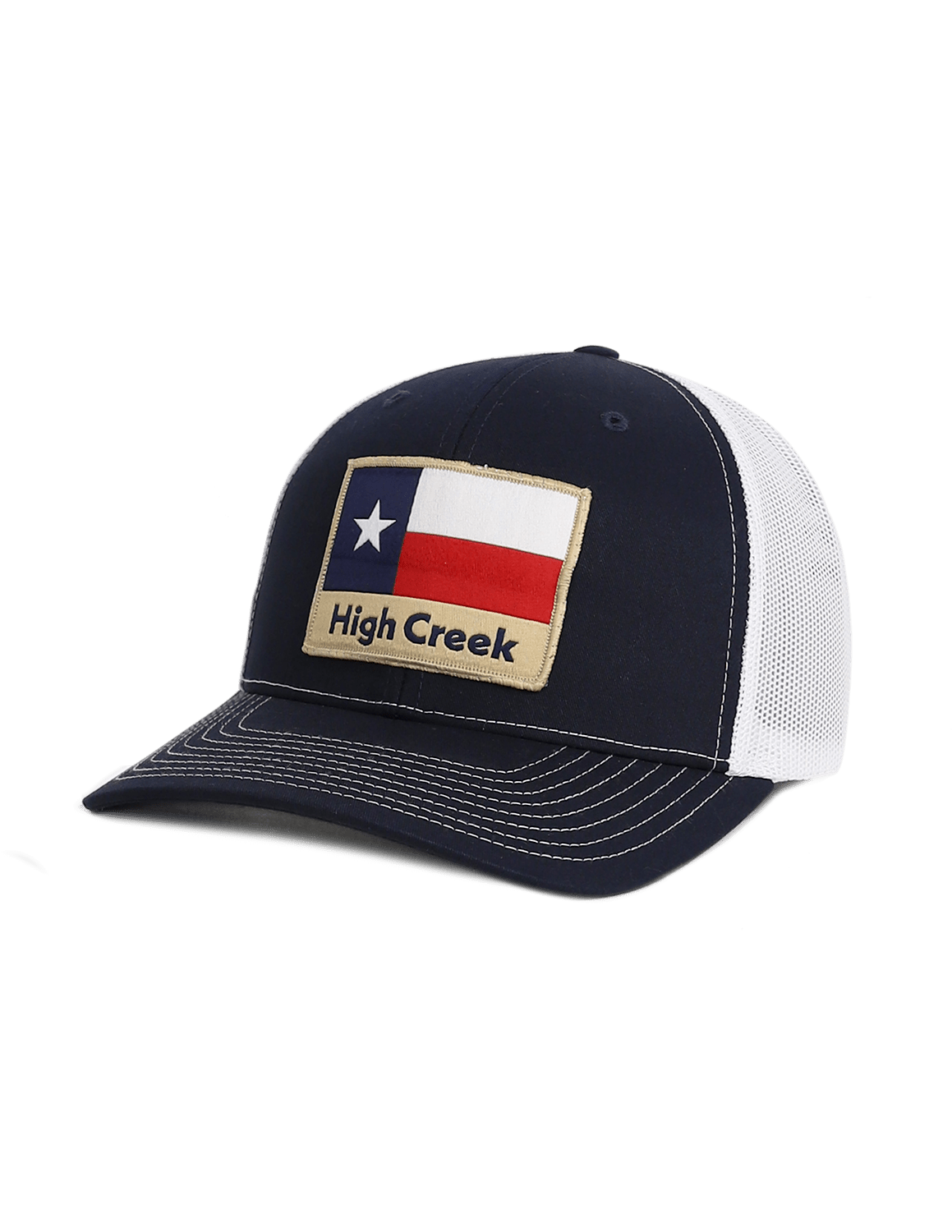 High Creek Rustic TX Flag Mesh Back Hat Navy - High Creek