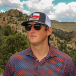 High Creek Rustic TX Flag Mesh Back Hat Navy - High Creek