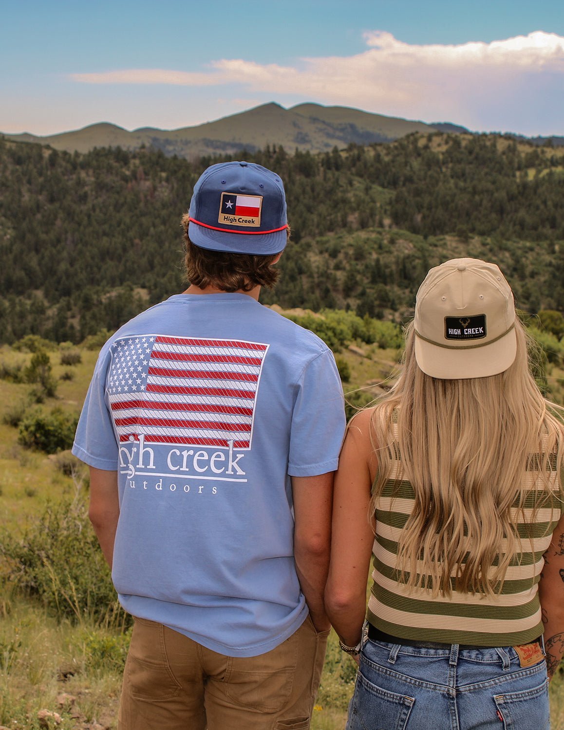 High Creek Rustic TX Flag Patch Hat Navy & Red - High Creek