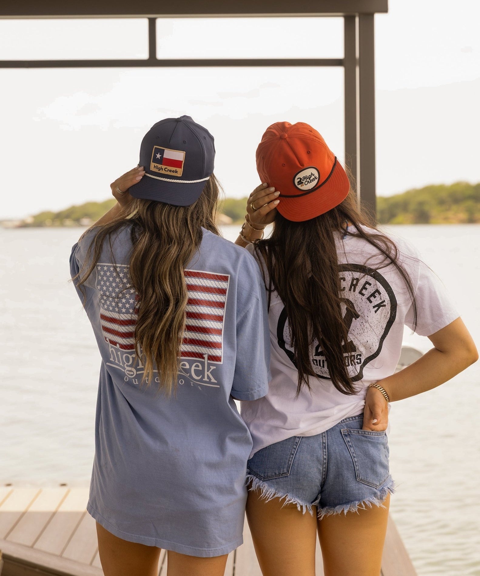 High Creek Rustic TX Flag Patch Hat Navy & White - High Creek