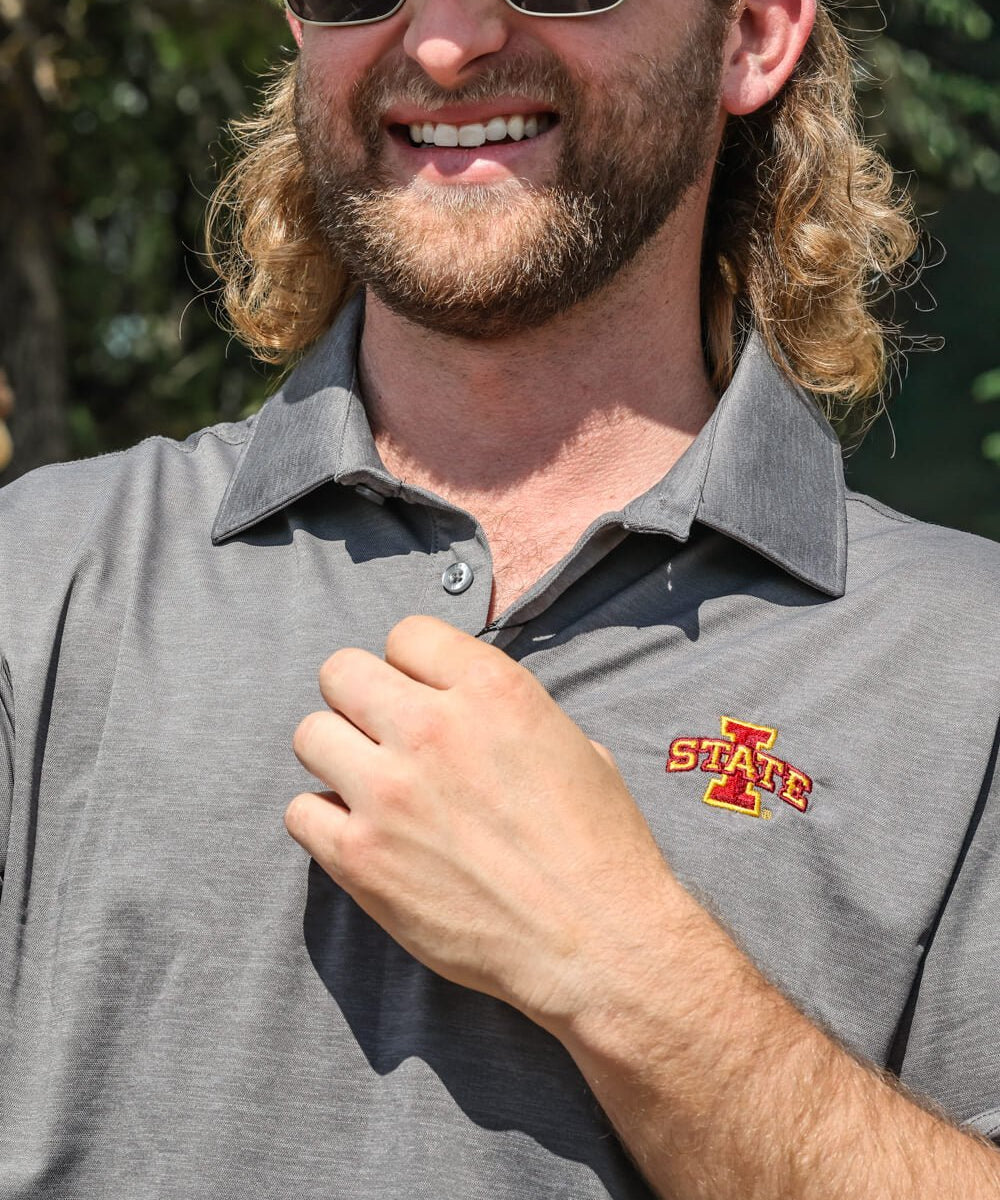 Iowa State University Clayton Heather Charcoal Polo - High Creek
