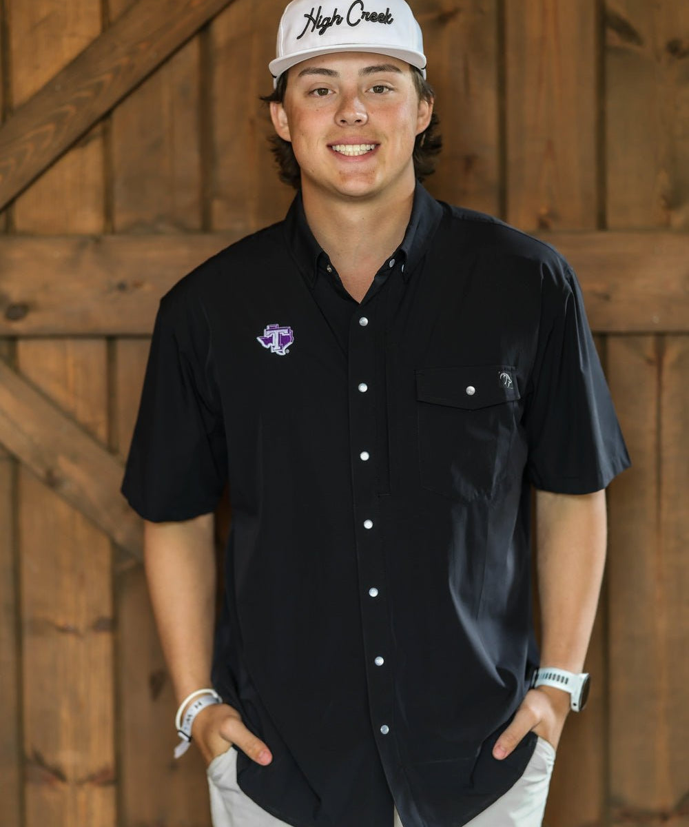 Tarleton State University 4 Mile Creek Pearl Snap Button - Up Black - High Creek