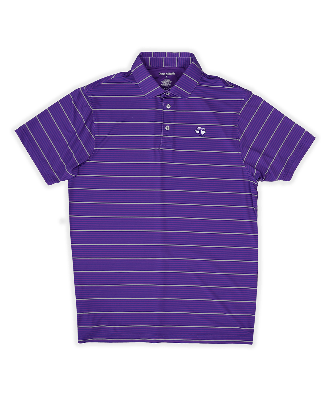 Tarleton State University Apex Stripe Polo Purple - High Creek