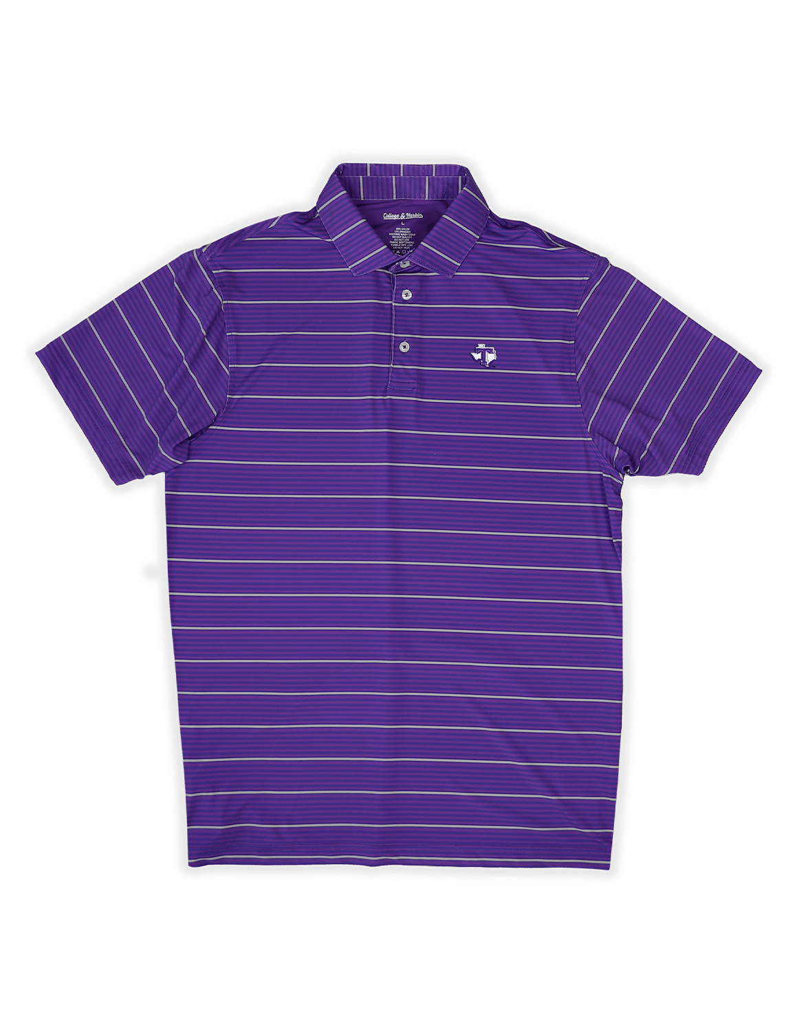 Tarleton State University Apex Stripe Polo Purple - High Creek