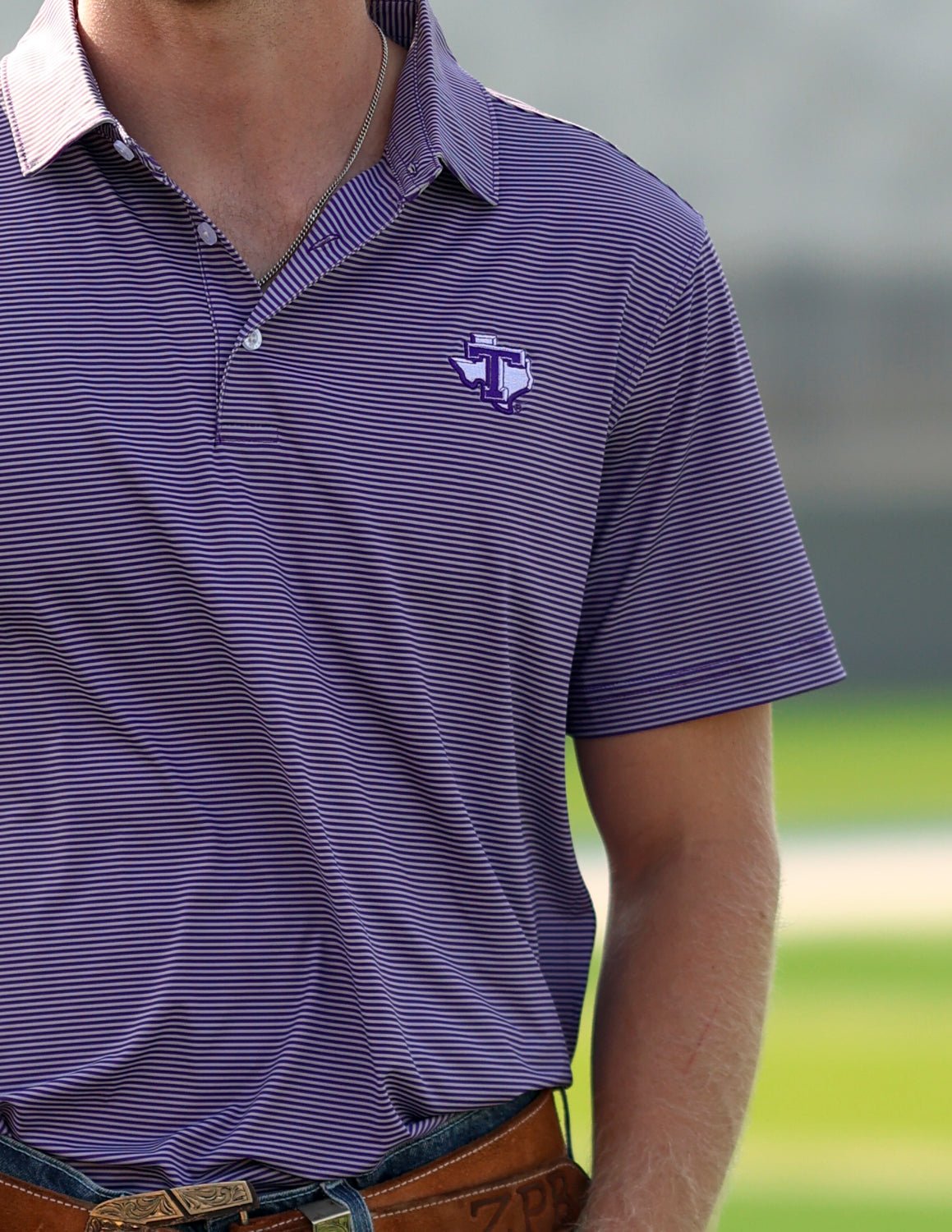 Tarleton State University Hairline Stripe Polo - High Creek