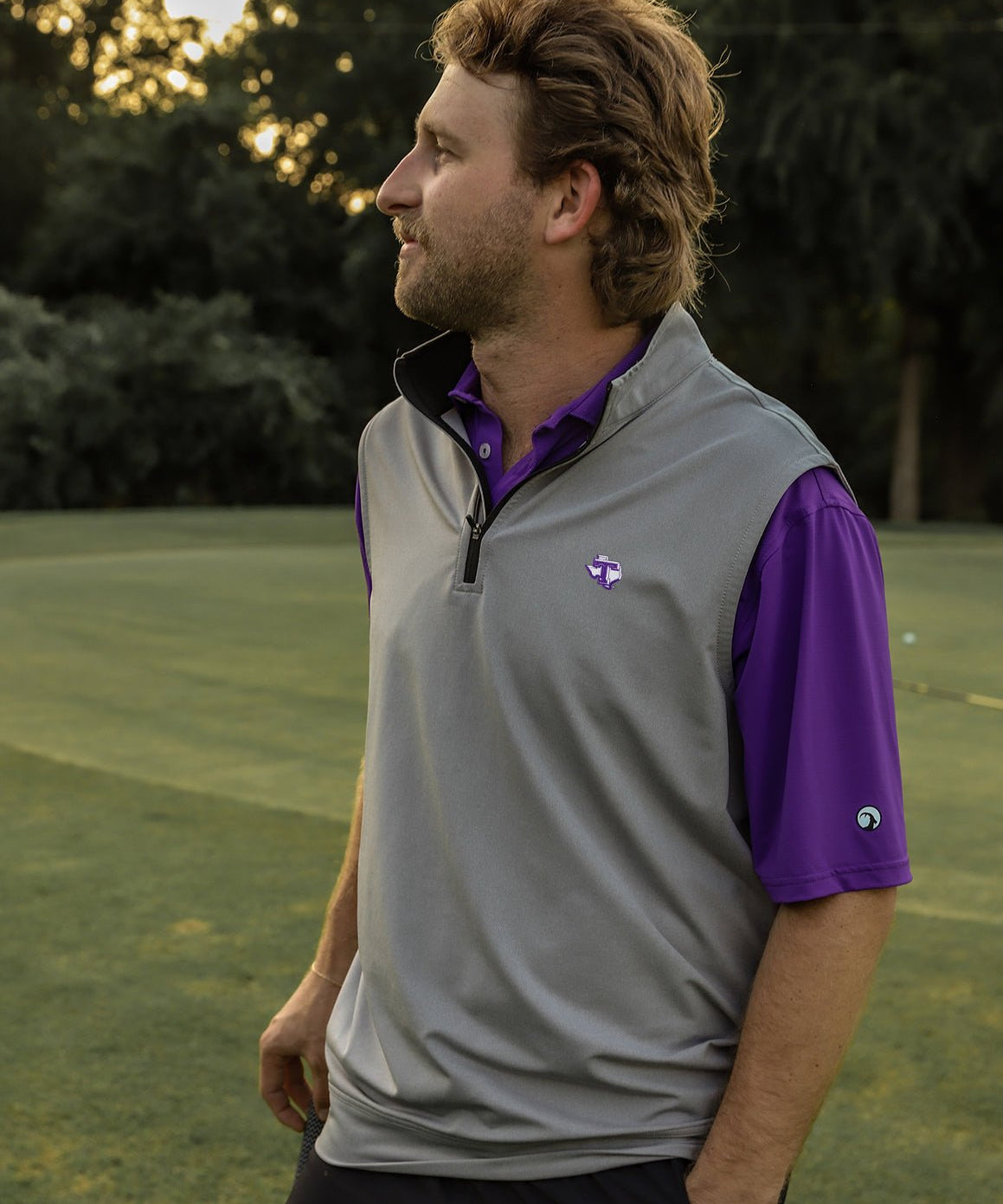 Tarleton State University Mac 1/4 Zip Vest Grey - High Creek