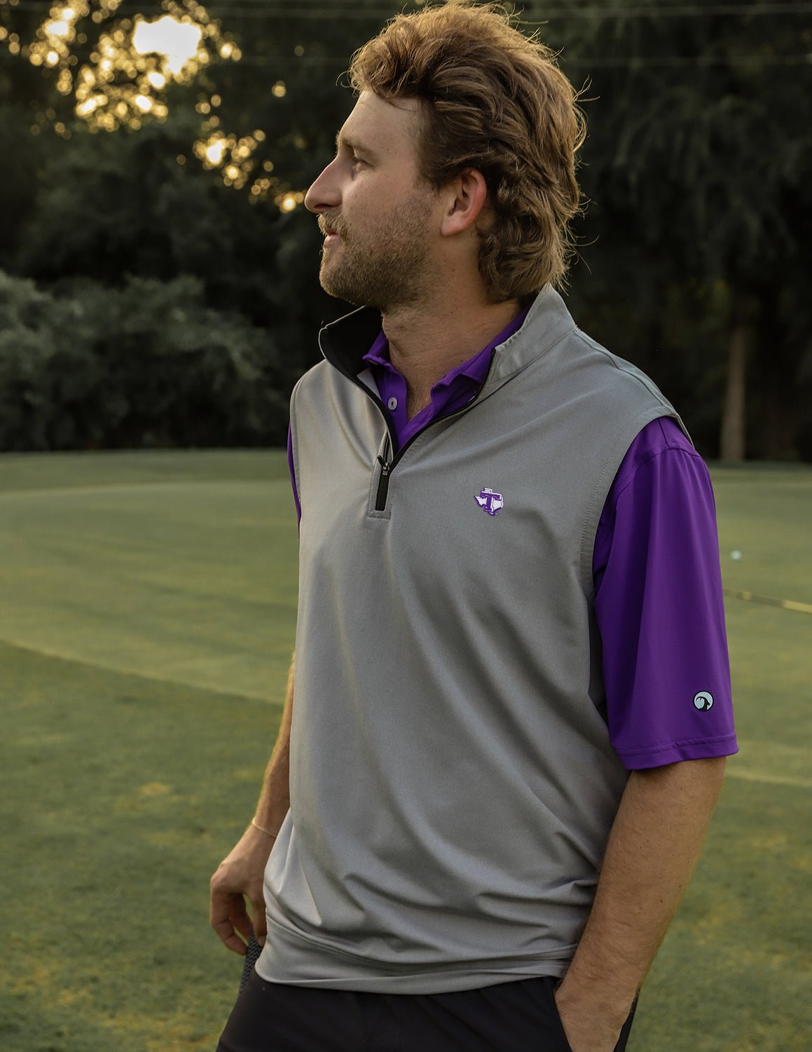 Tarleton State University Mac 1/4 Zip Vest Grey - High Creek