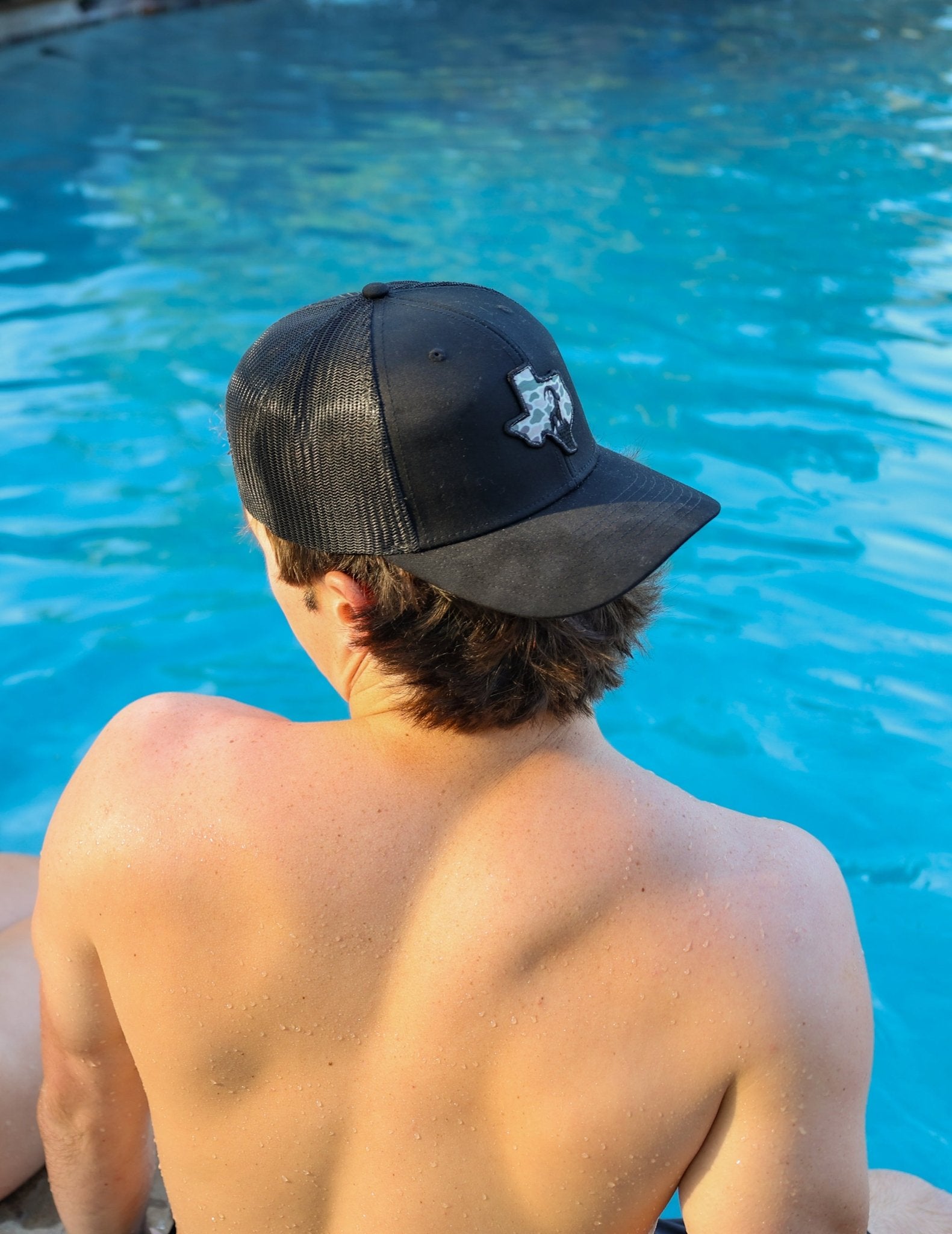 Texas Colors Camo Mesh Patch Hat Black - High Creek