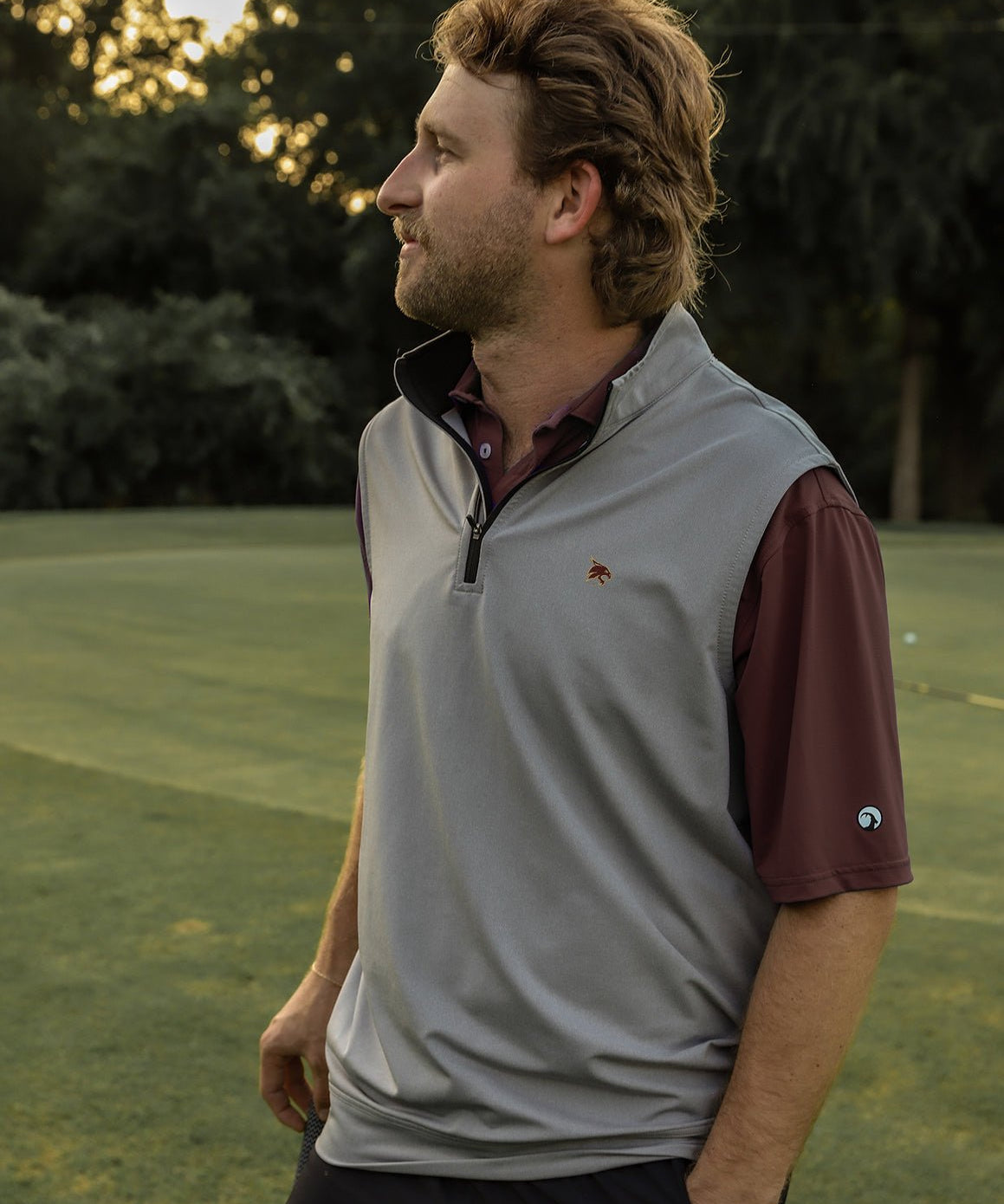 Texas State University Mac 1/4 Zip Vest Grey - High Creek