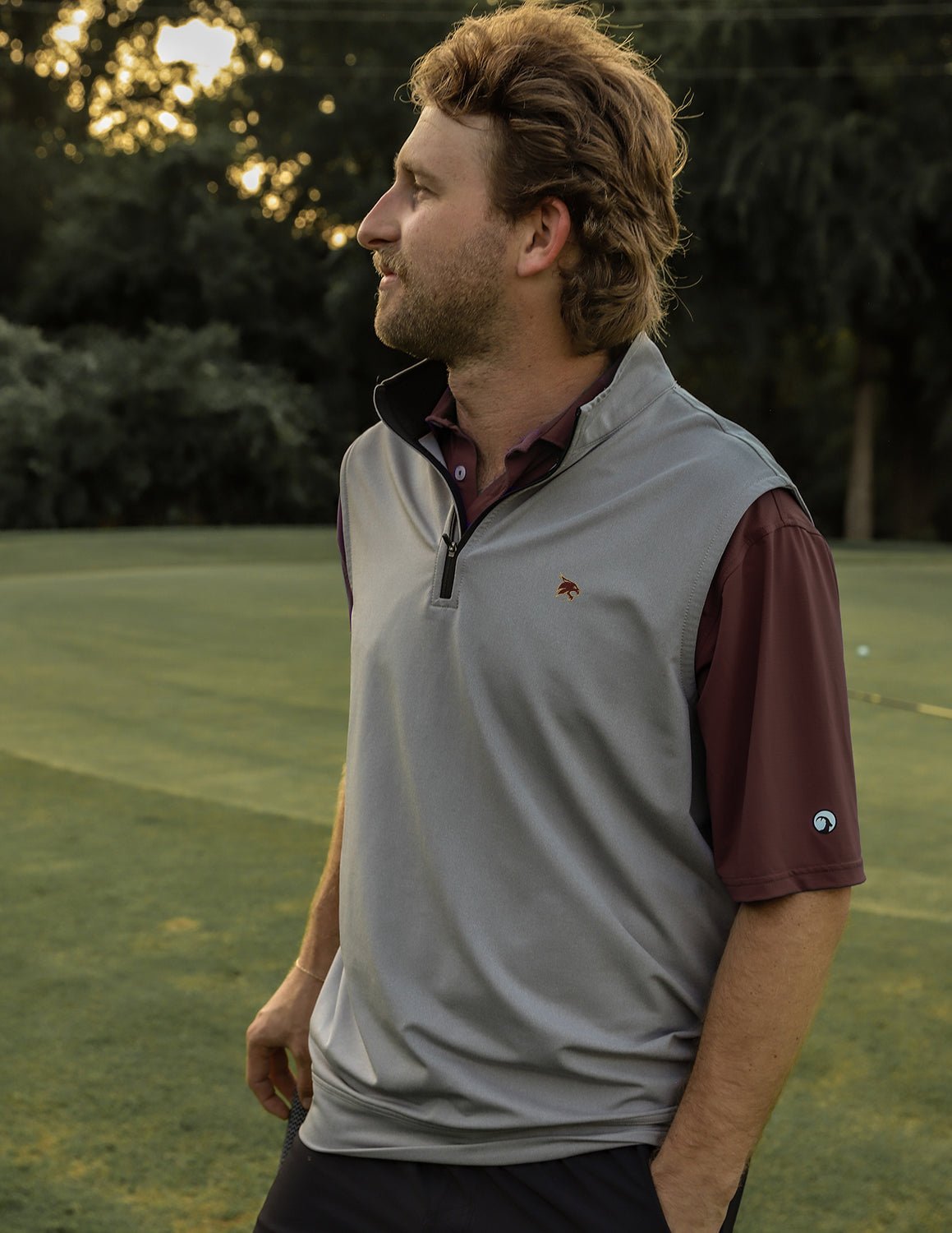 Texas State University Mac 1/4 Zip Vest Grey - High Creek